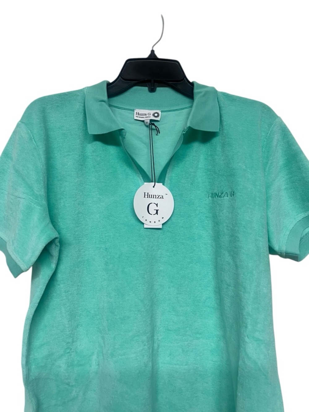 New Hunza G Terry Towelling Mint Green Polo Top - Picture 3 of 7